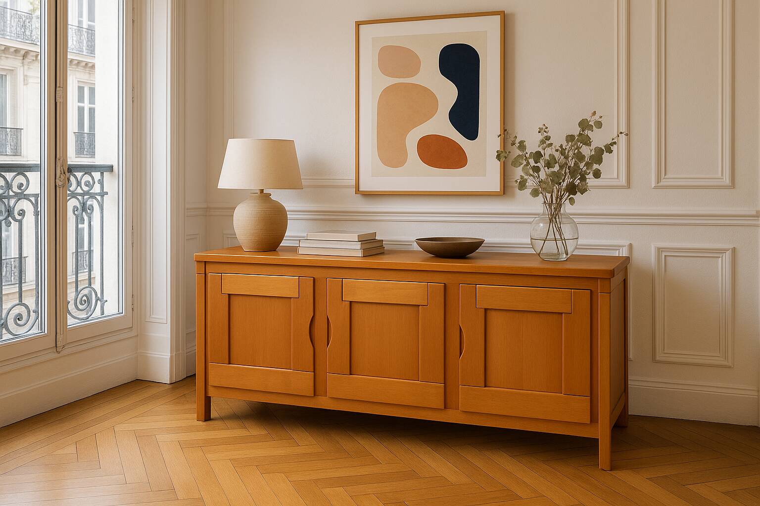 Vintage enfilade in elm by Maison Regain editions.
