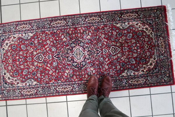 Vintage Persian Handmade Kashan Runner Rug, 2.4' x 5.8' (76 cm x 179 cm), 1960s
