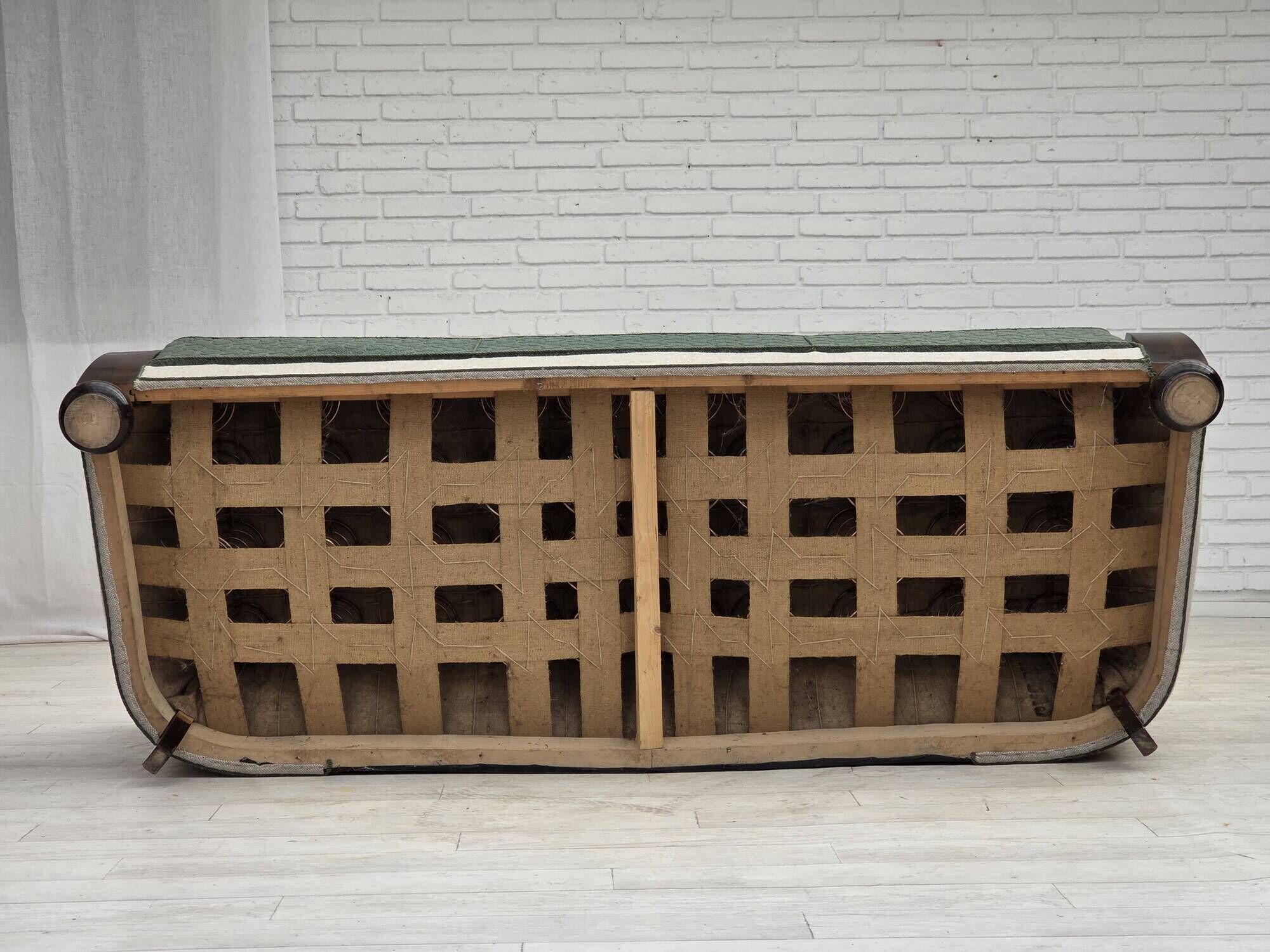 1960s, Danish 3-seater sofa, furniture wool, oak wood.