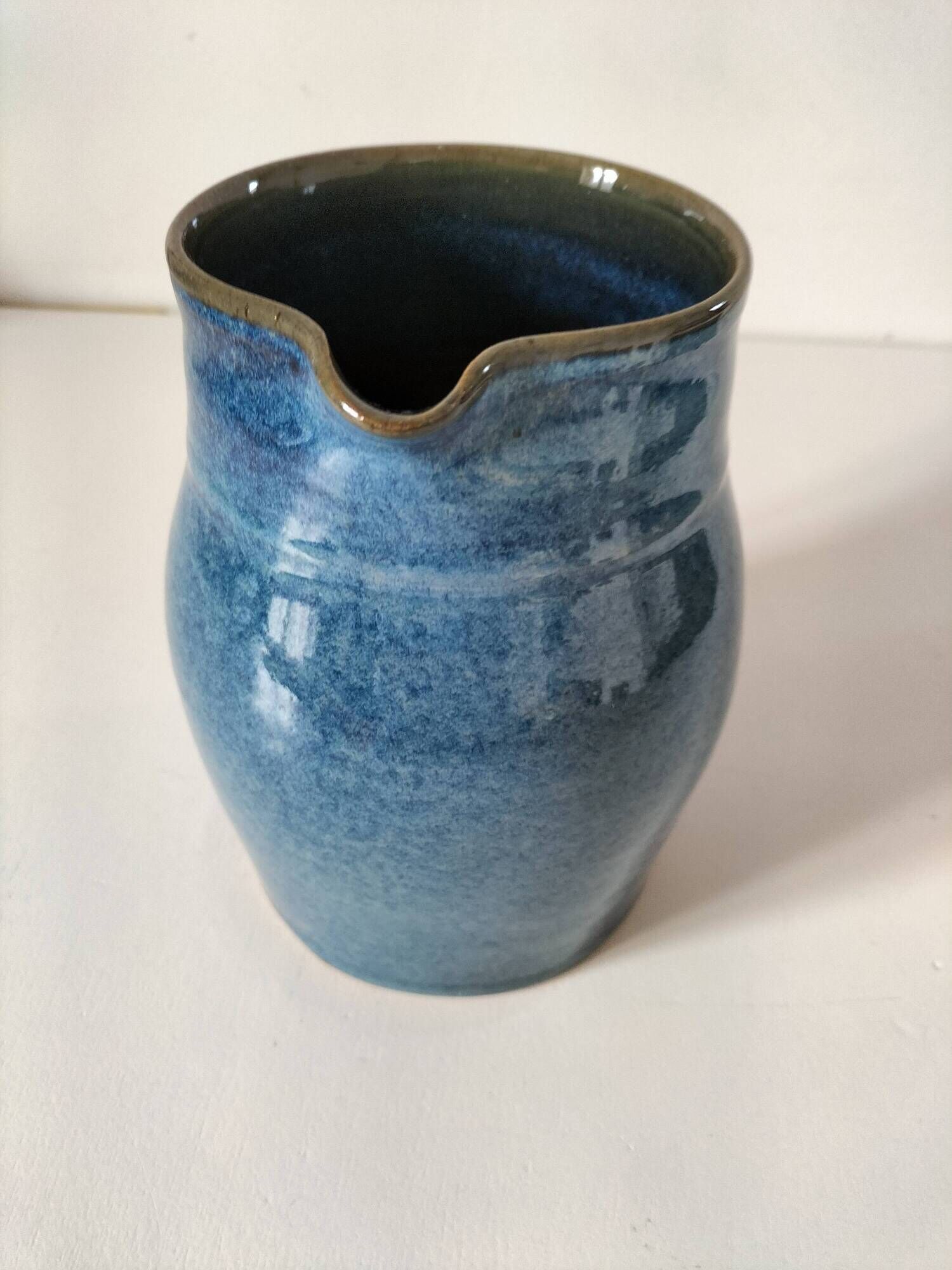 Blue glazed stoneware jug