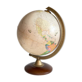 Globe earth luminous italy vintage wood