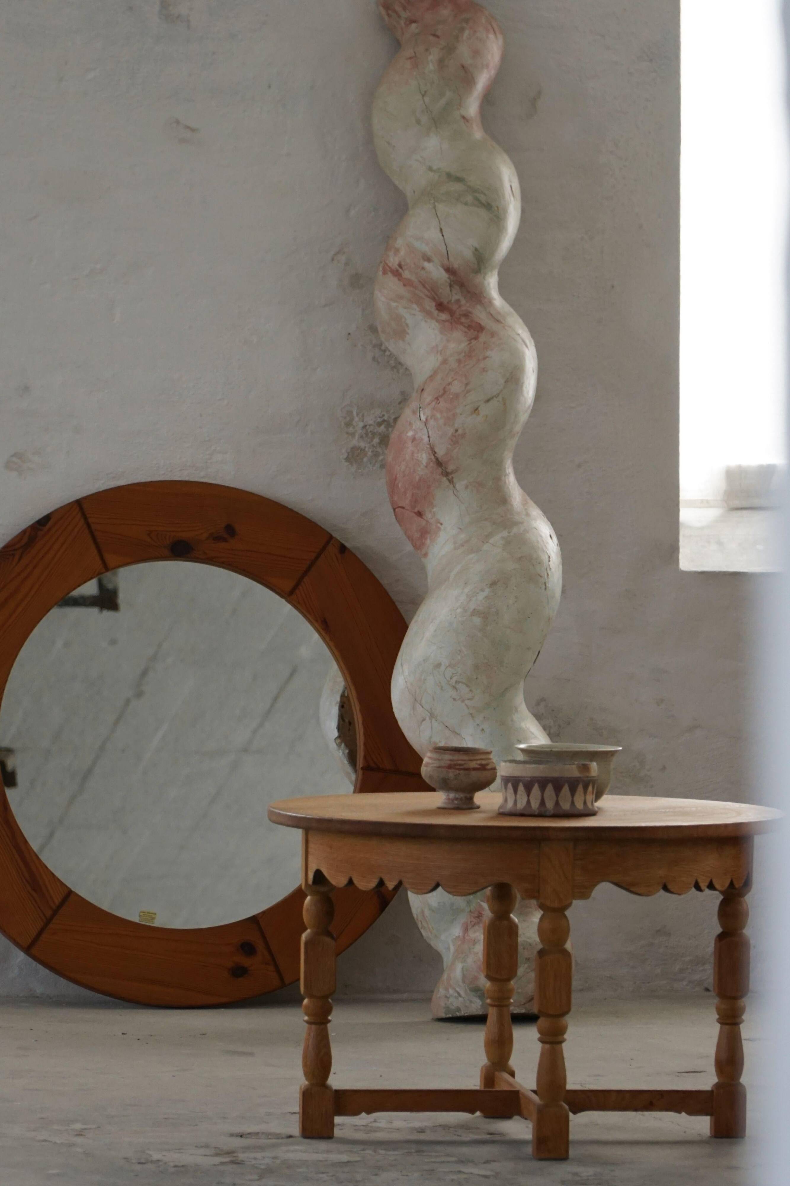 Mid-century Danish round side table in solid oak, Henning Kjærnulf, 1960s.