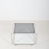 Vintage serving trolley with chrome and glass, 1970s