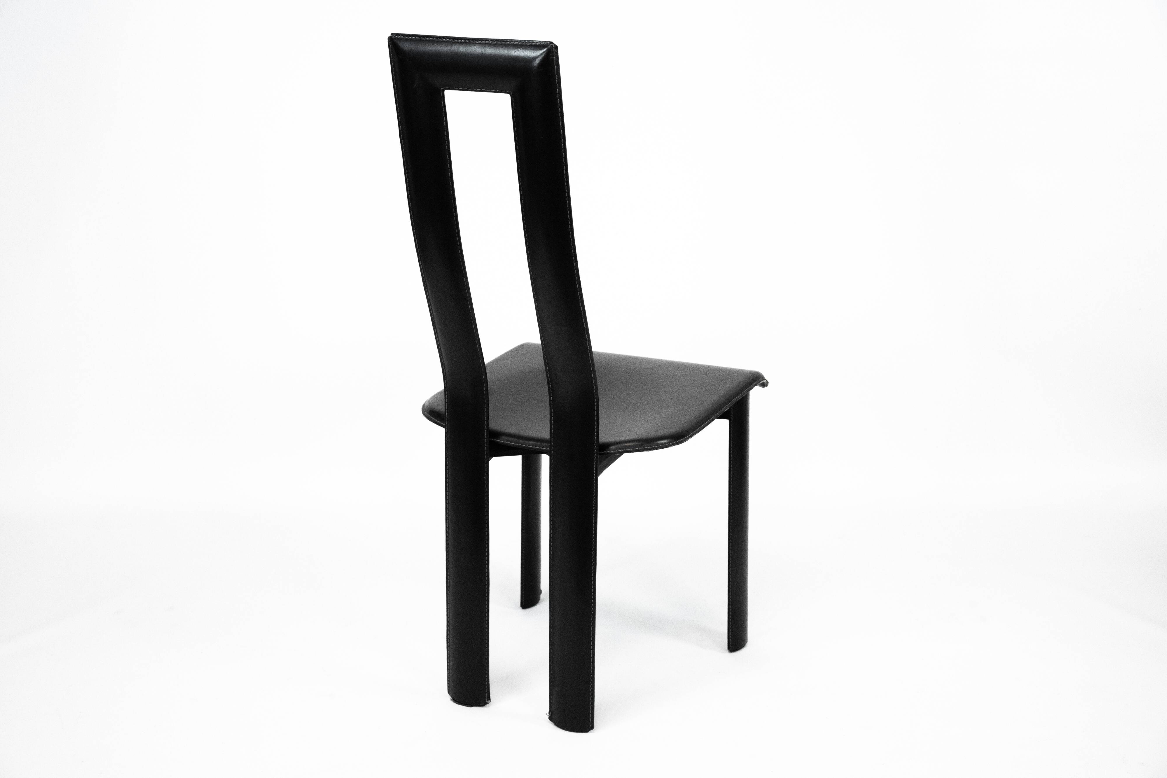Postmodern Set of ten leather dining chairs by Antonello Mosca for Ycami. I