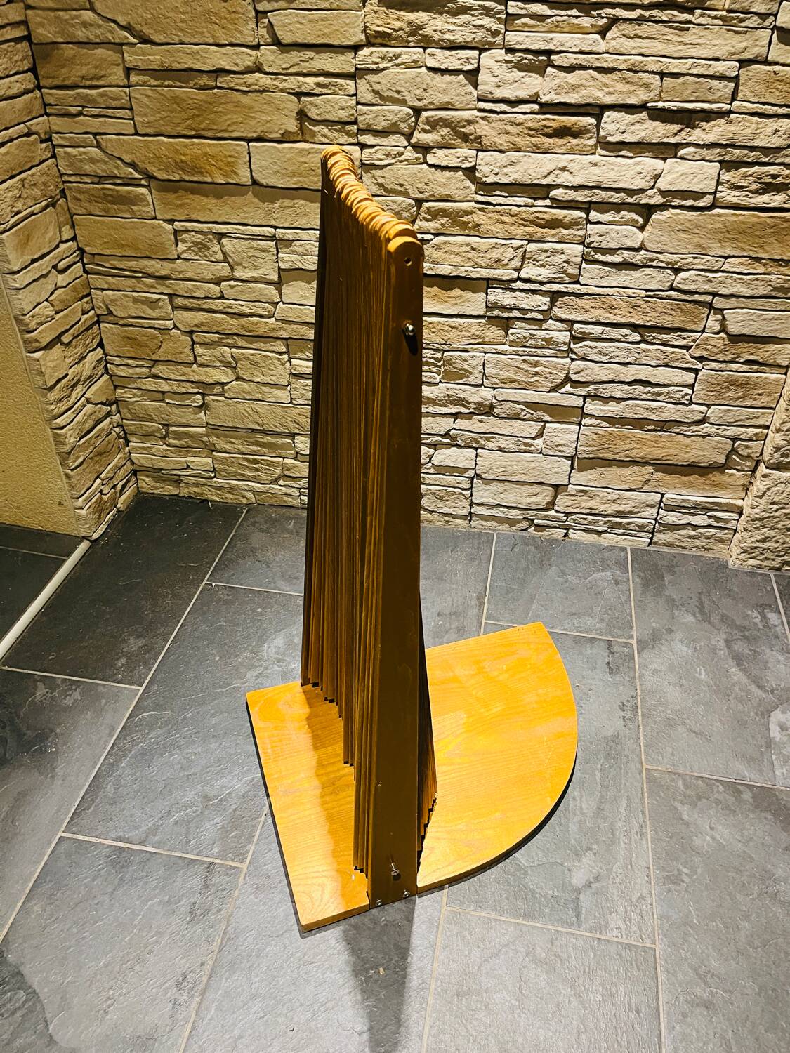 Large vintage wooden fan-shaped screen