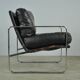 Black leather and metal armchair, 1980s