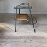 Table basse métal et rotin