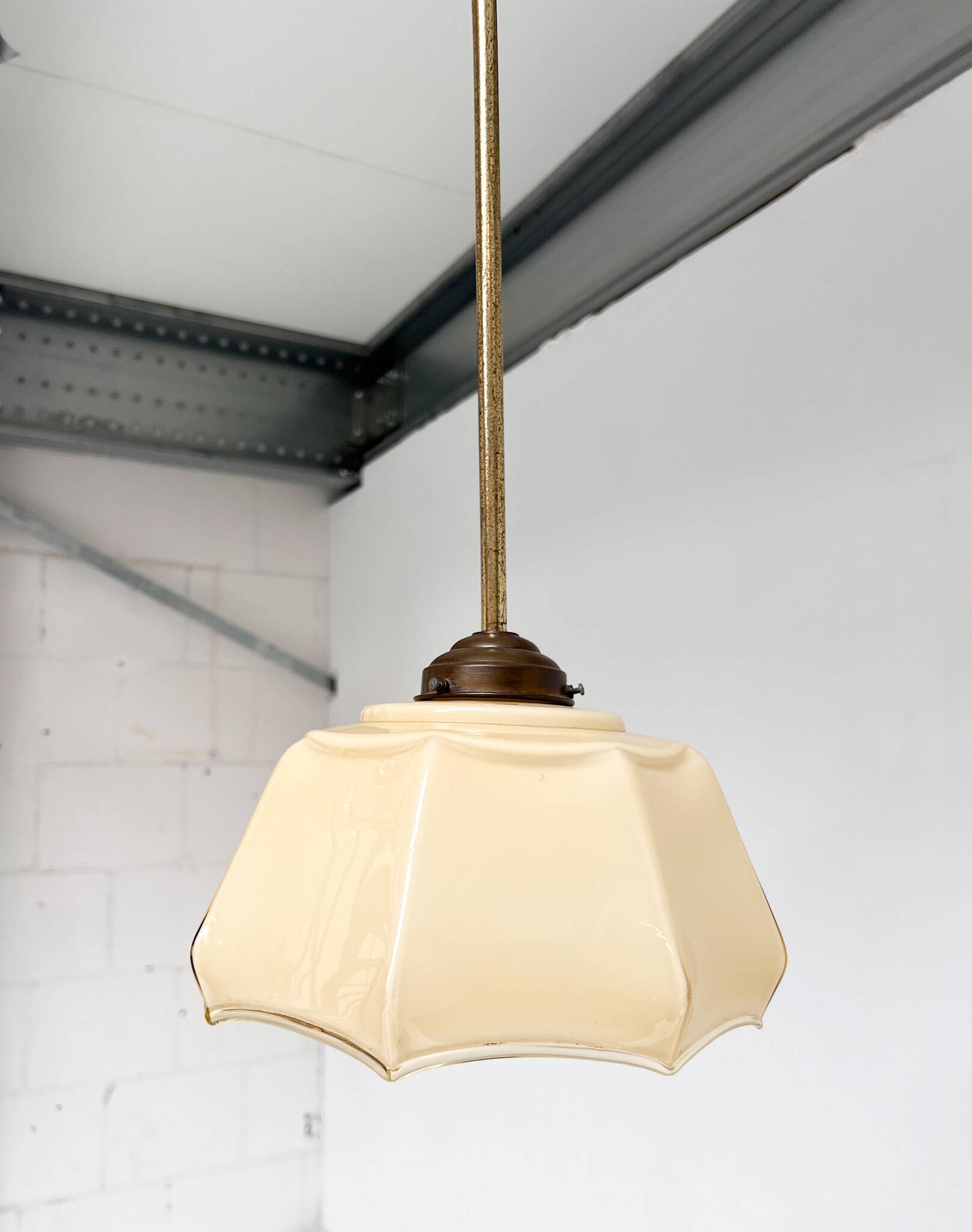 Curved glass Art Deco ceiling lamp, 1930s