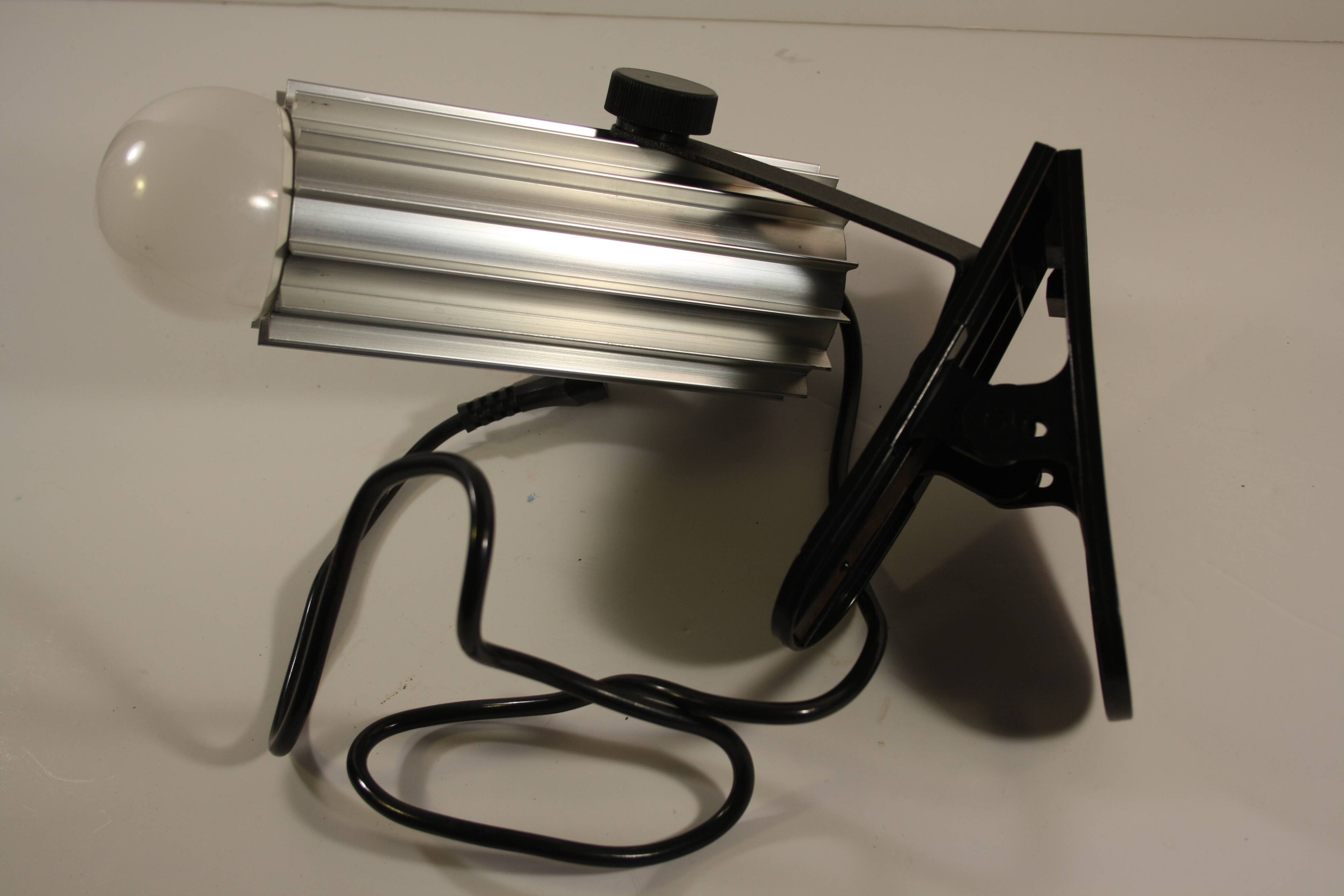 Silver lamp with vintage clamp.