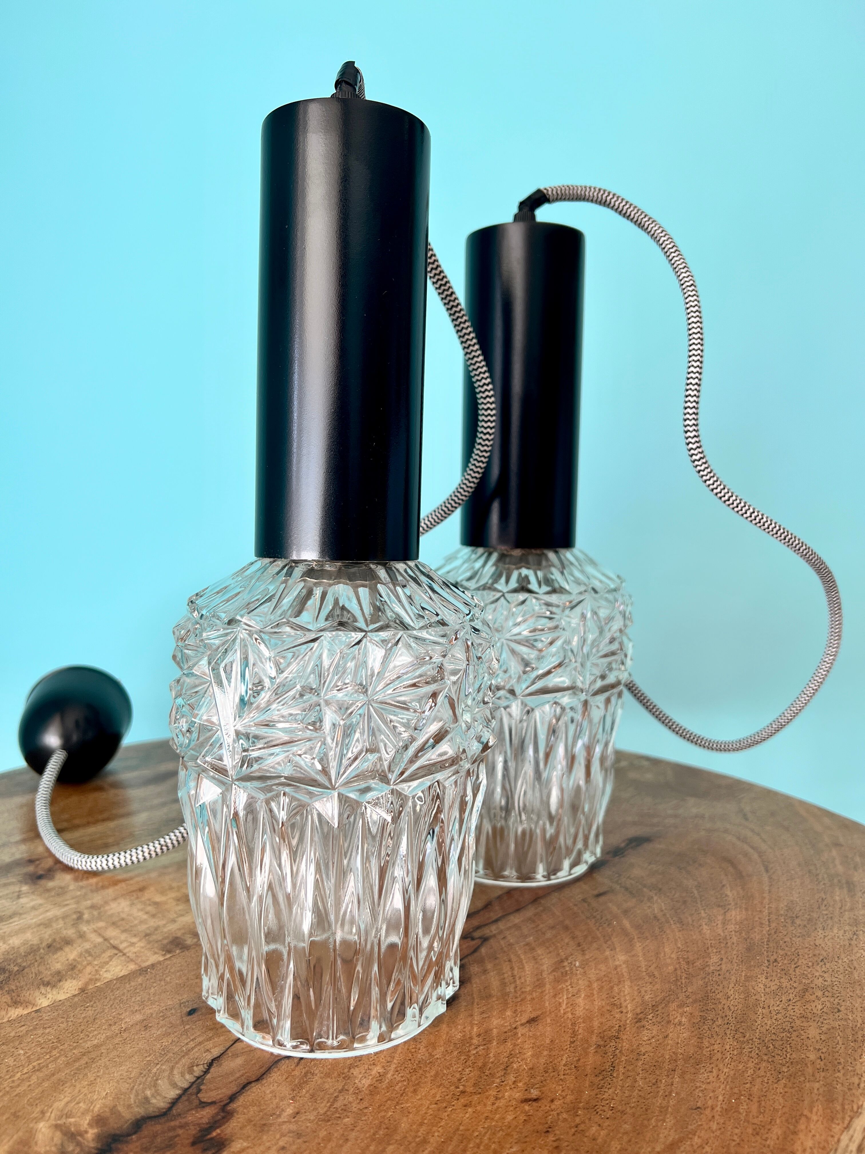 Vintage pendant lamps / art deco lamp shade / 1960's / mid century lamp