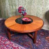 Table basse ronde GPlan en teck vintage rétro du milieu du siècle