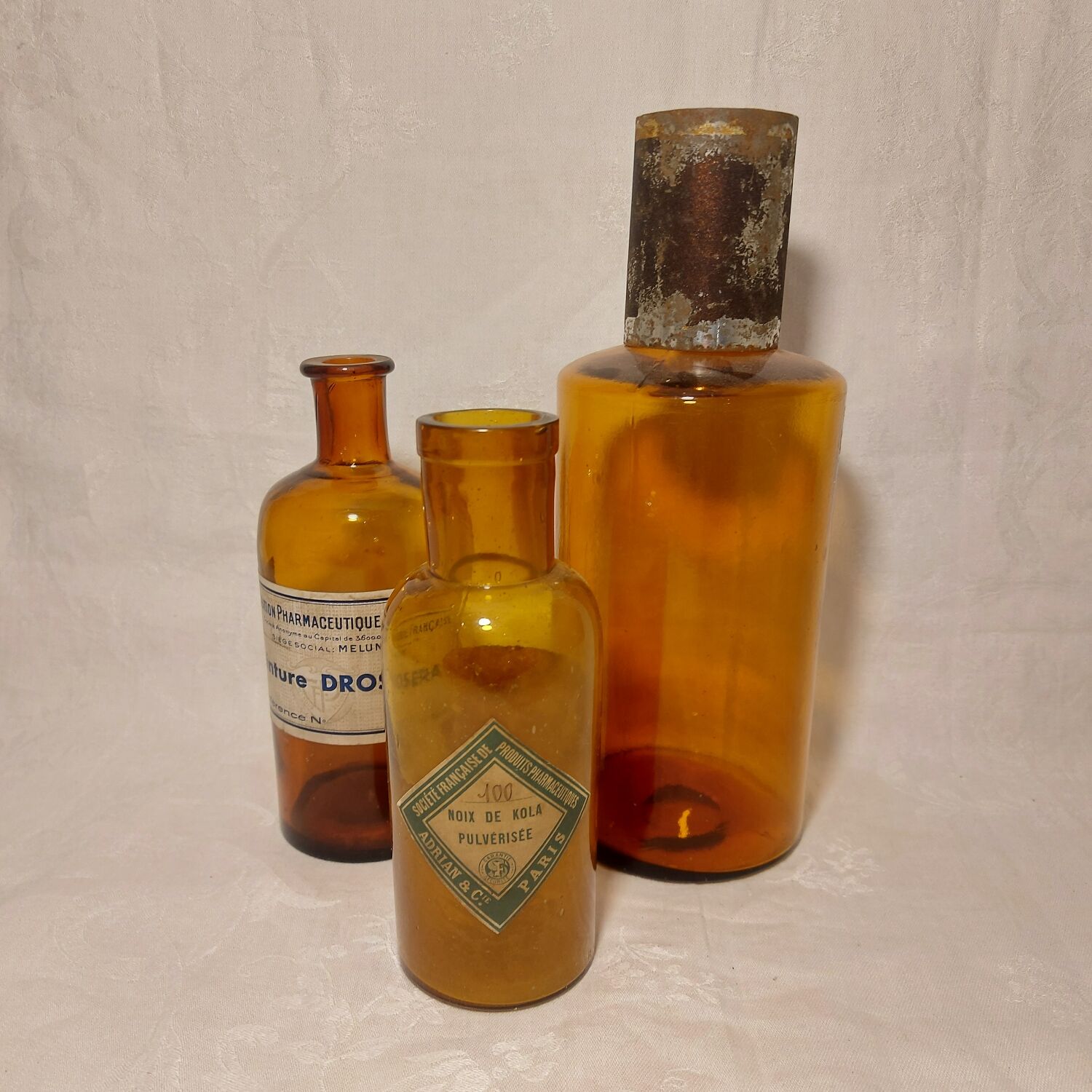 Lot flacons pharmacie ambre
