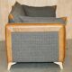 Leather Harris Tweed sofa made in England.