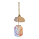 Suspension lampshade in Toile de Jouy and draped pink opaline.