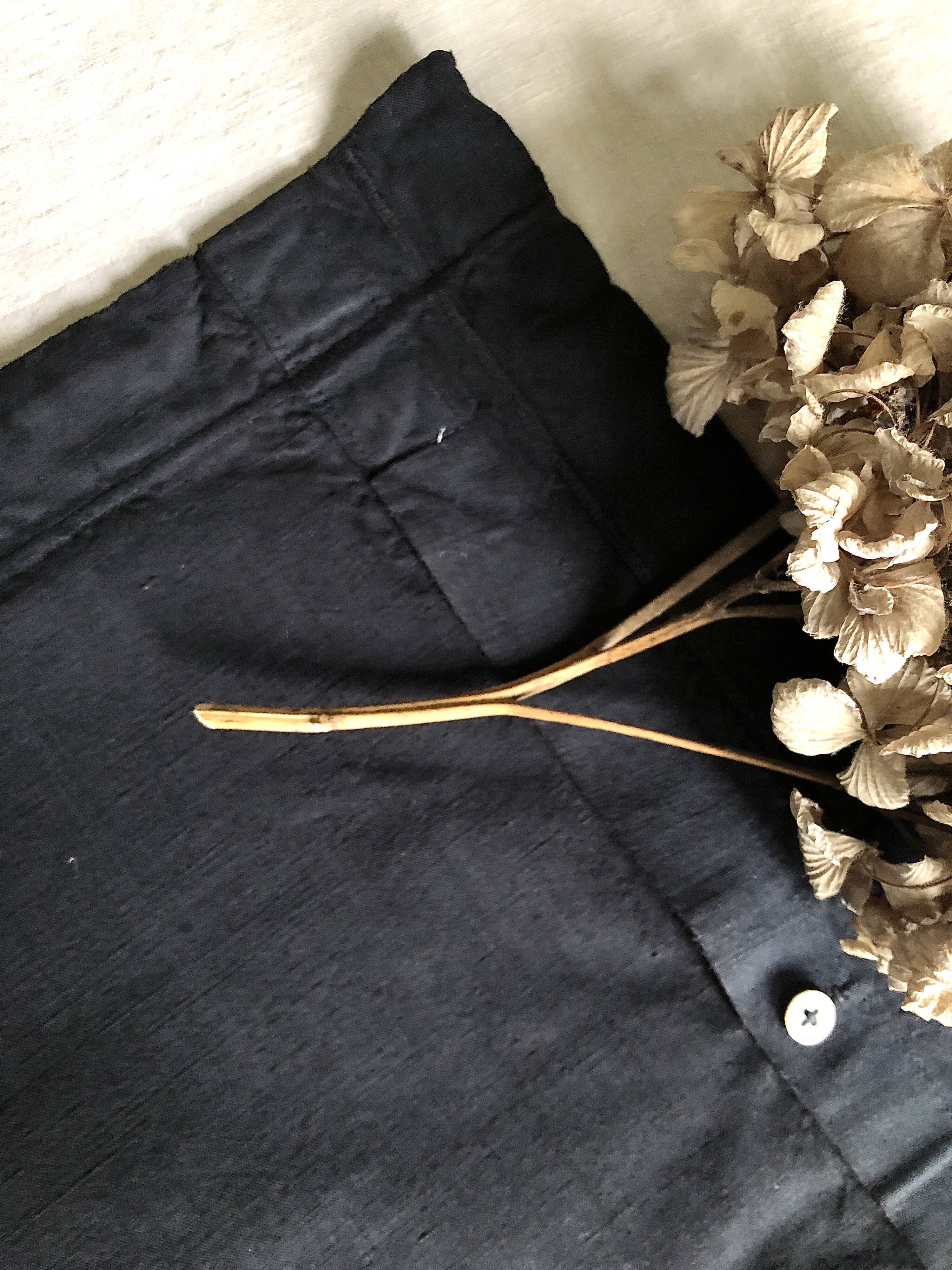 Antique black cotton pillowcase