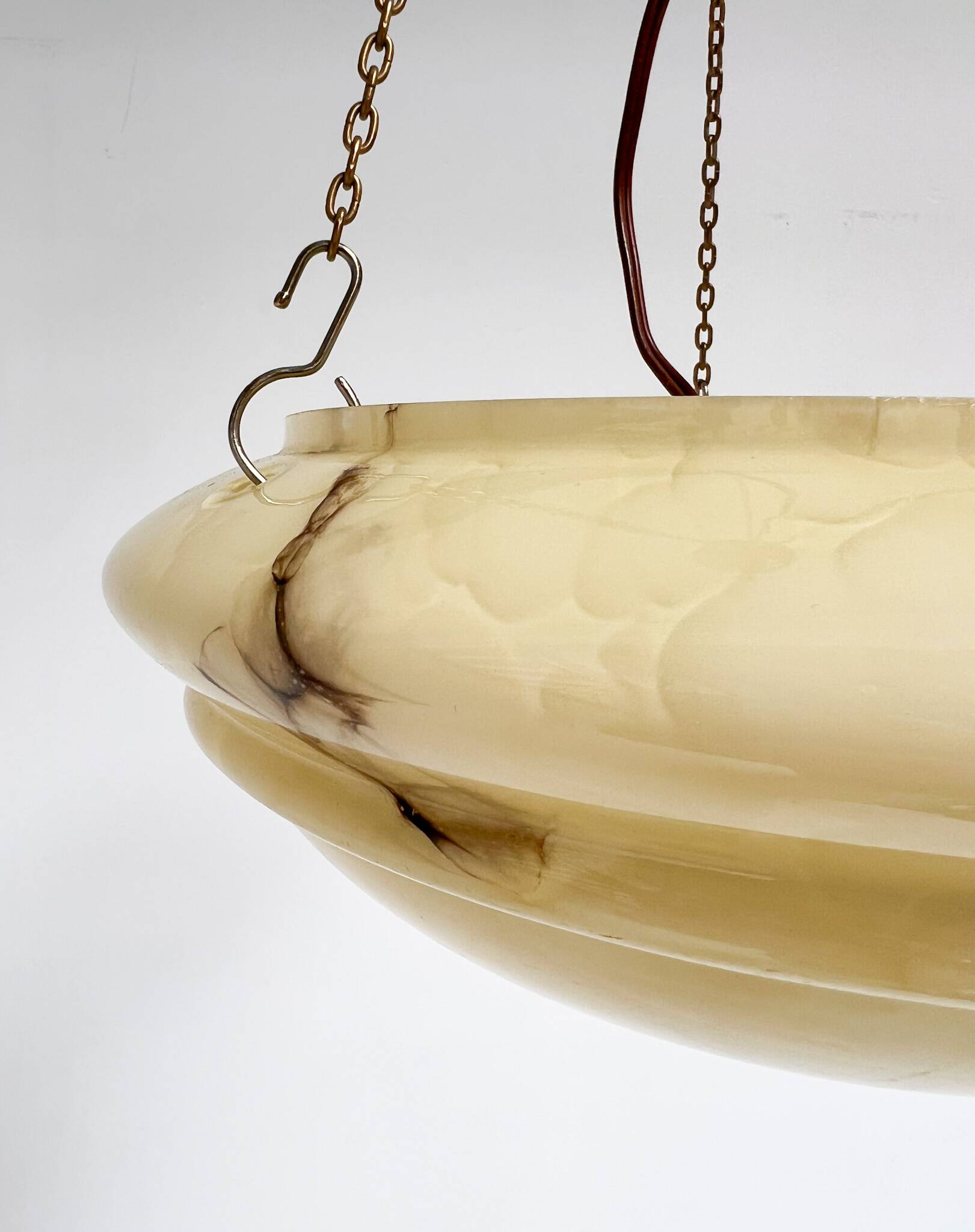 Art Deco bowl lamp with marble pattern from the 1930s