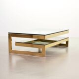 Belgo-Chrom Architectural G-Table 23-Carat Goldplated with Glass Tops 1970s