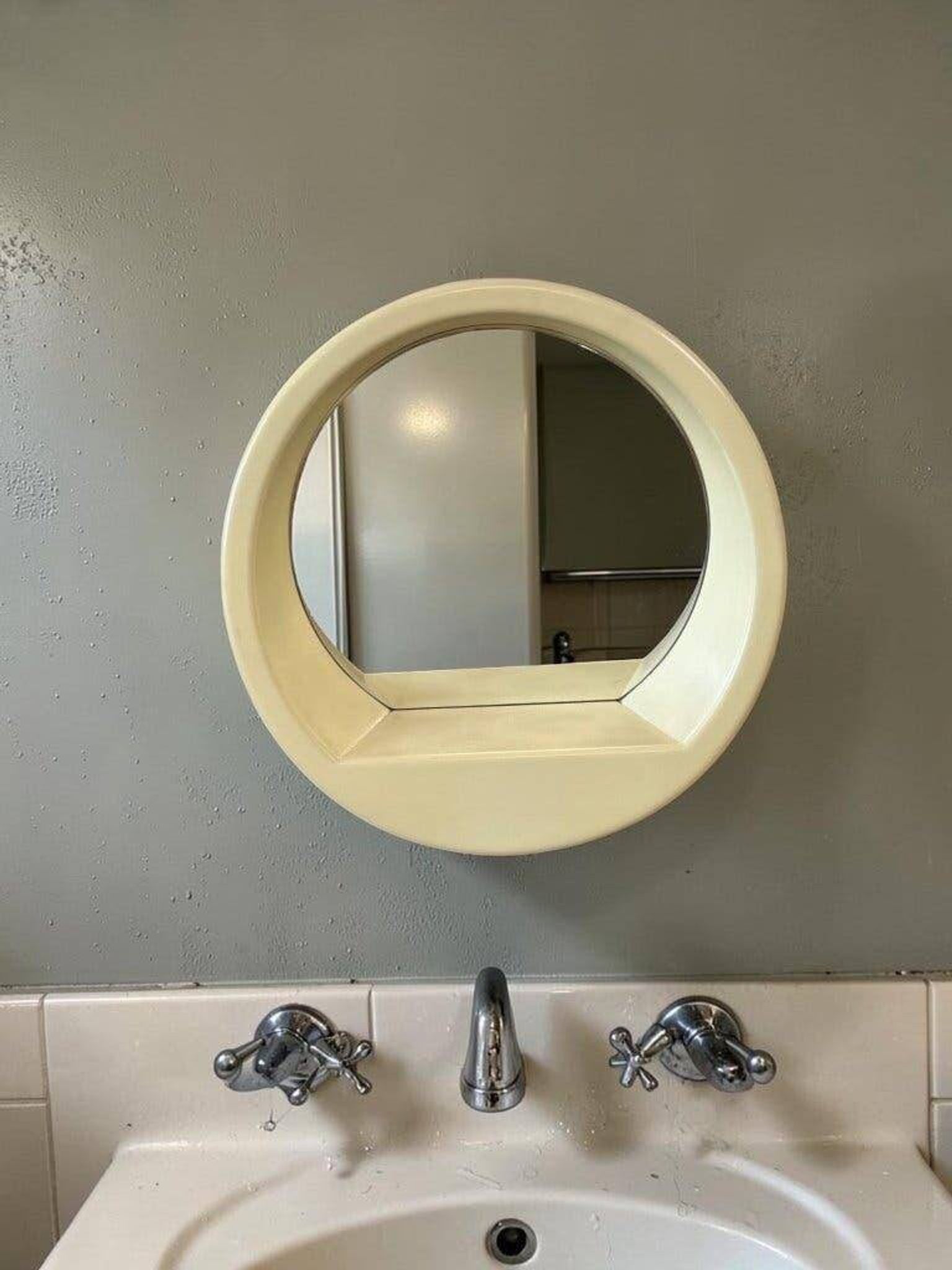 Vintage space age round wall mirror