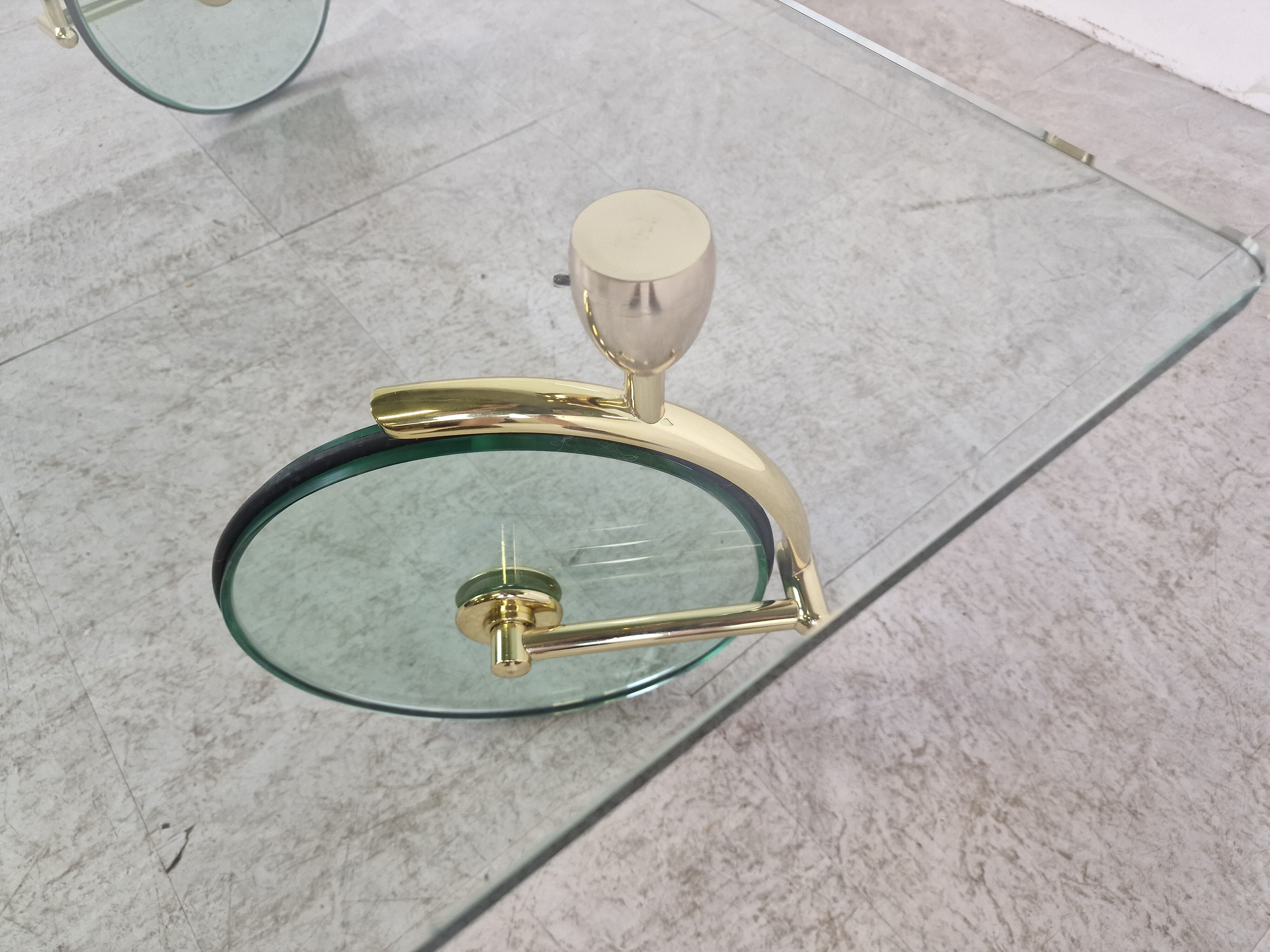 Glass coffee table with wheels, 1980s