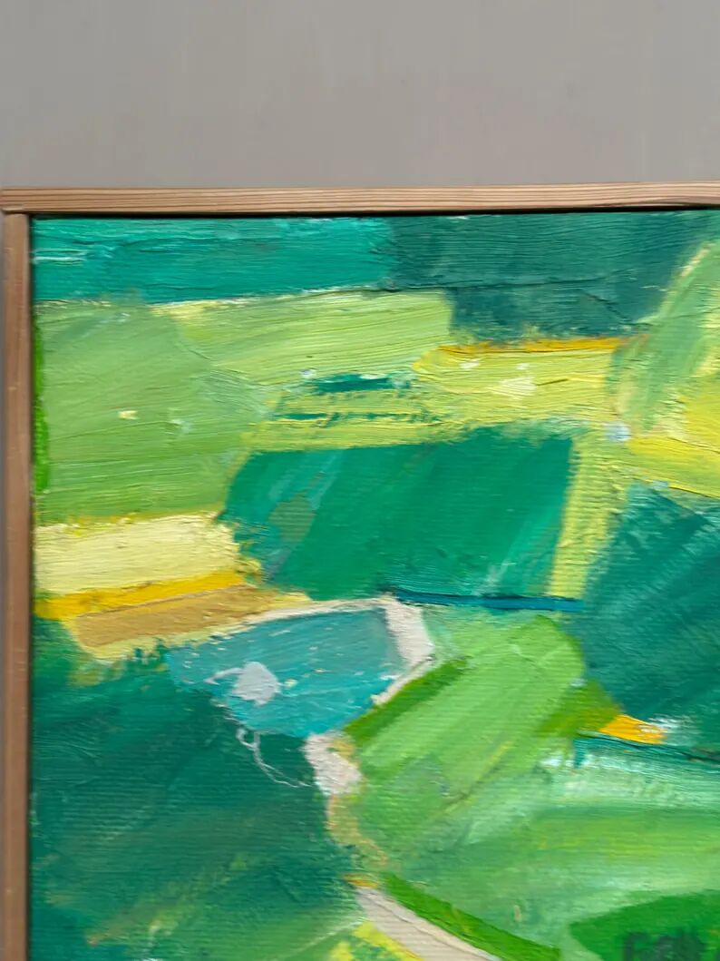 Original Swedish Oil on Canvas – “Early Summer Landscape” by Rolf Andersson – Signed – 2003 – Vintage & Framed – 24.5 × 24.5 cm