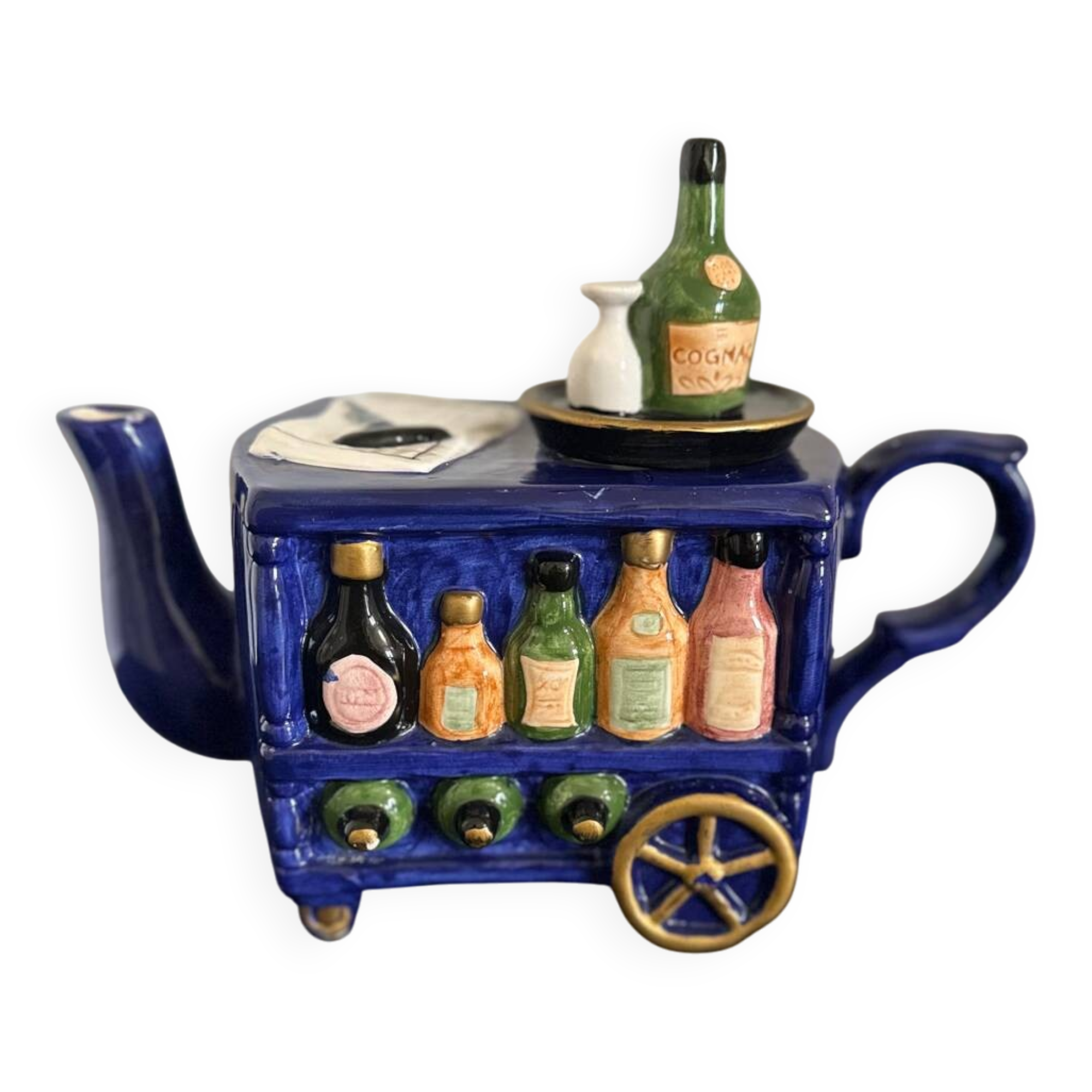 Barbotine teapot spirits trolley