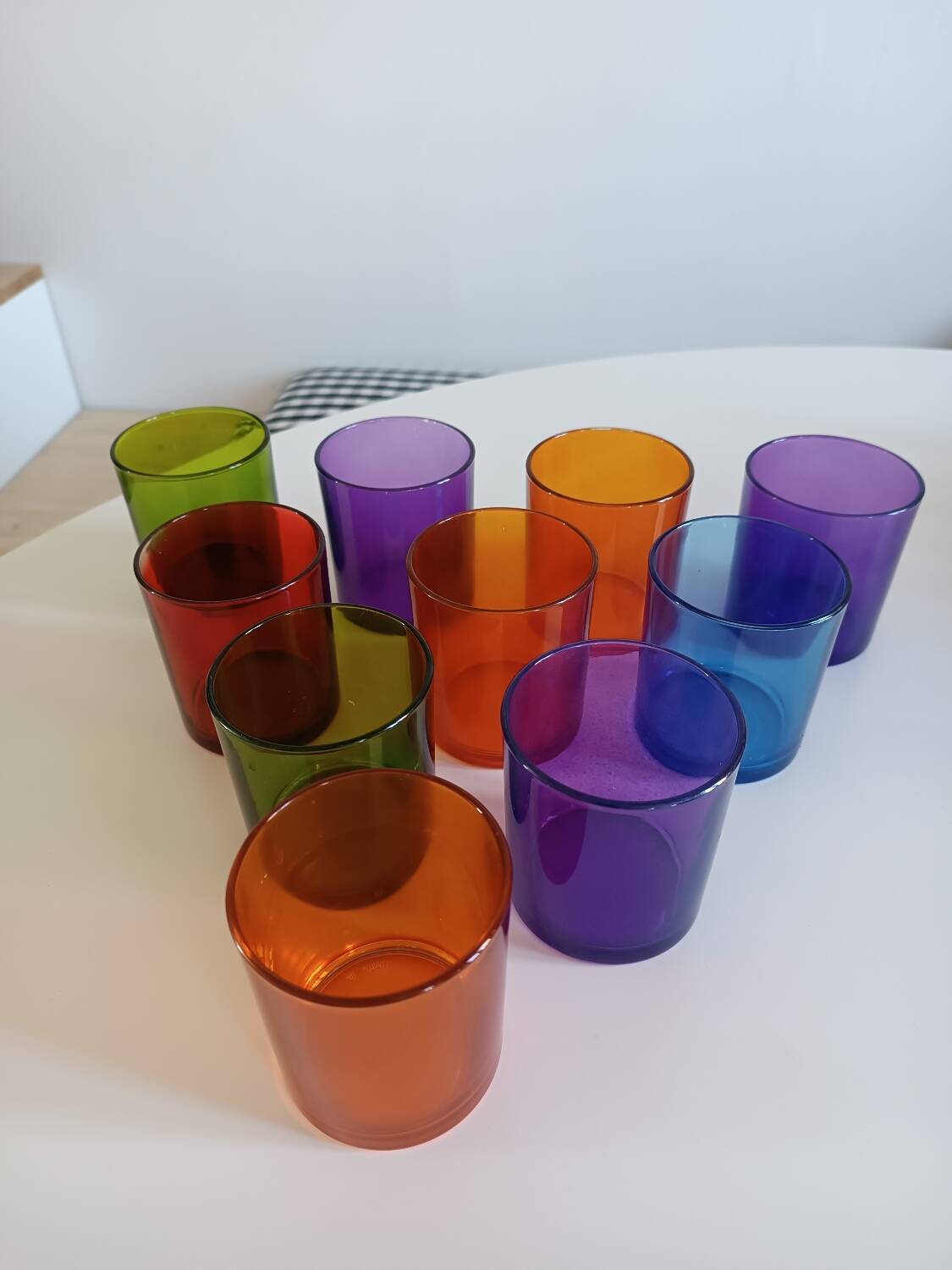 Set of 10 multi-colored water glasses Italy 1980