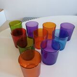 Set of 10 multi-colored water glasses Italy 1980