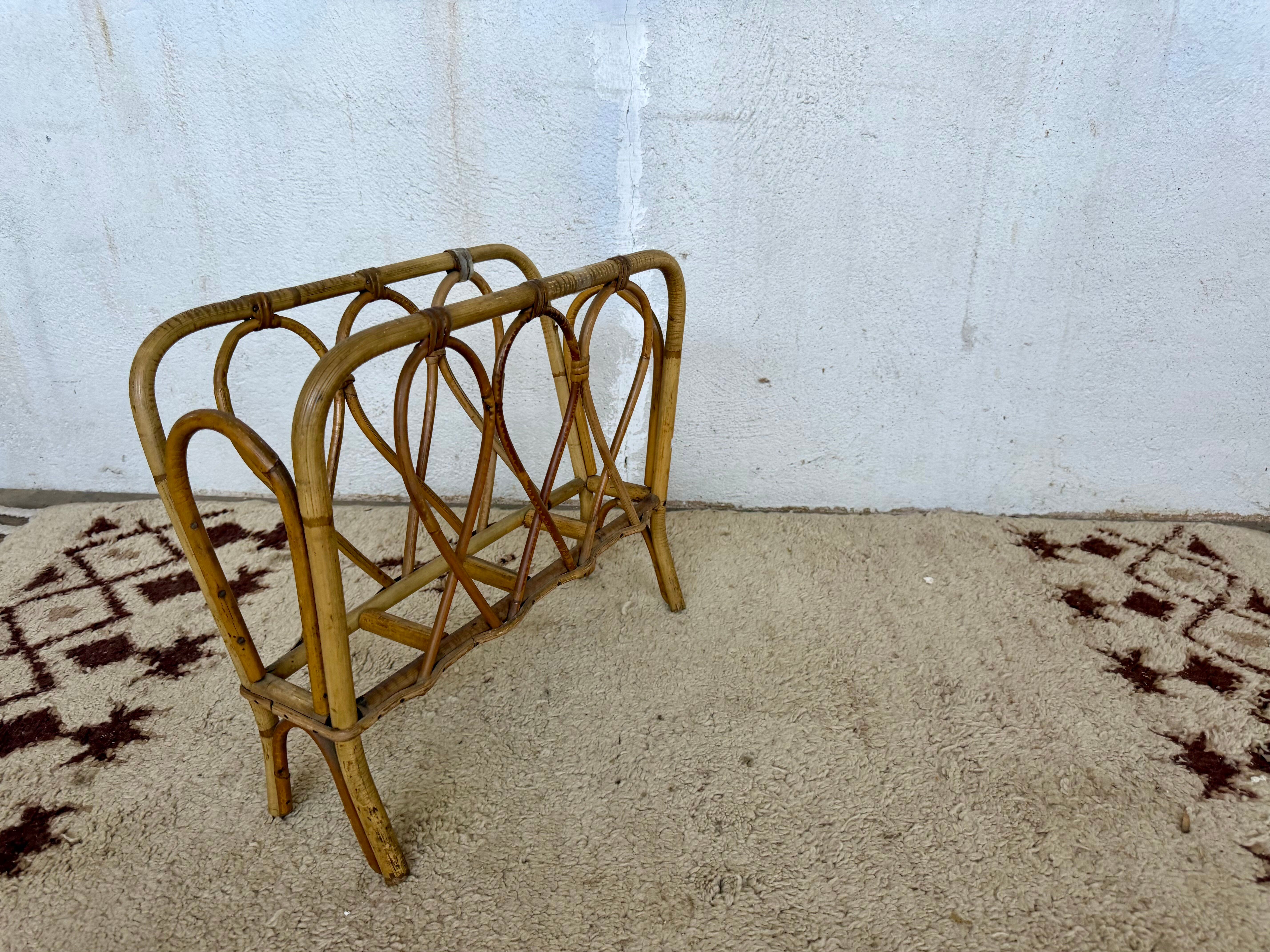 Rattan magazine rack
