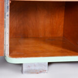 Turquoise Bauhaus three door wardrobe made in 1930s Czechia by Vichr a spol.