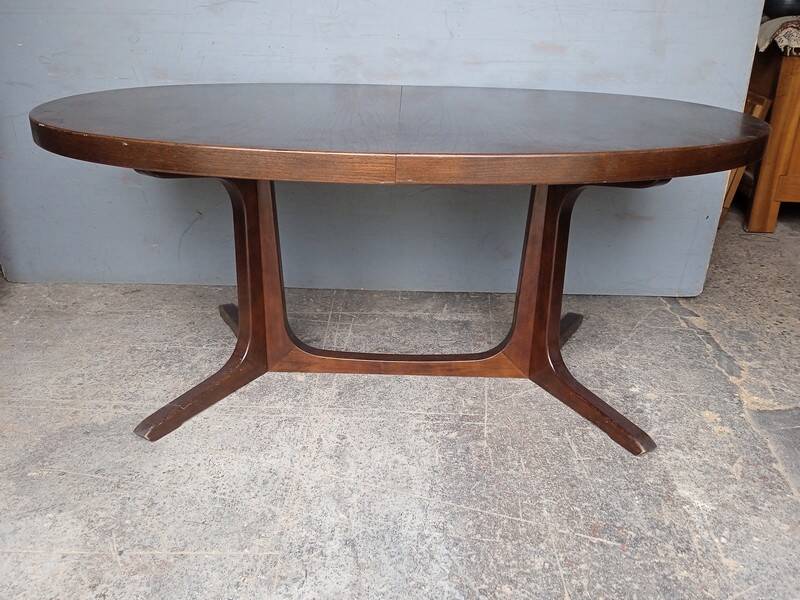 Baumann table + 2 wooden extensions ep 1970