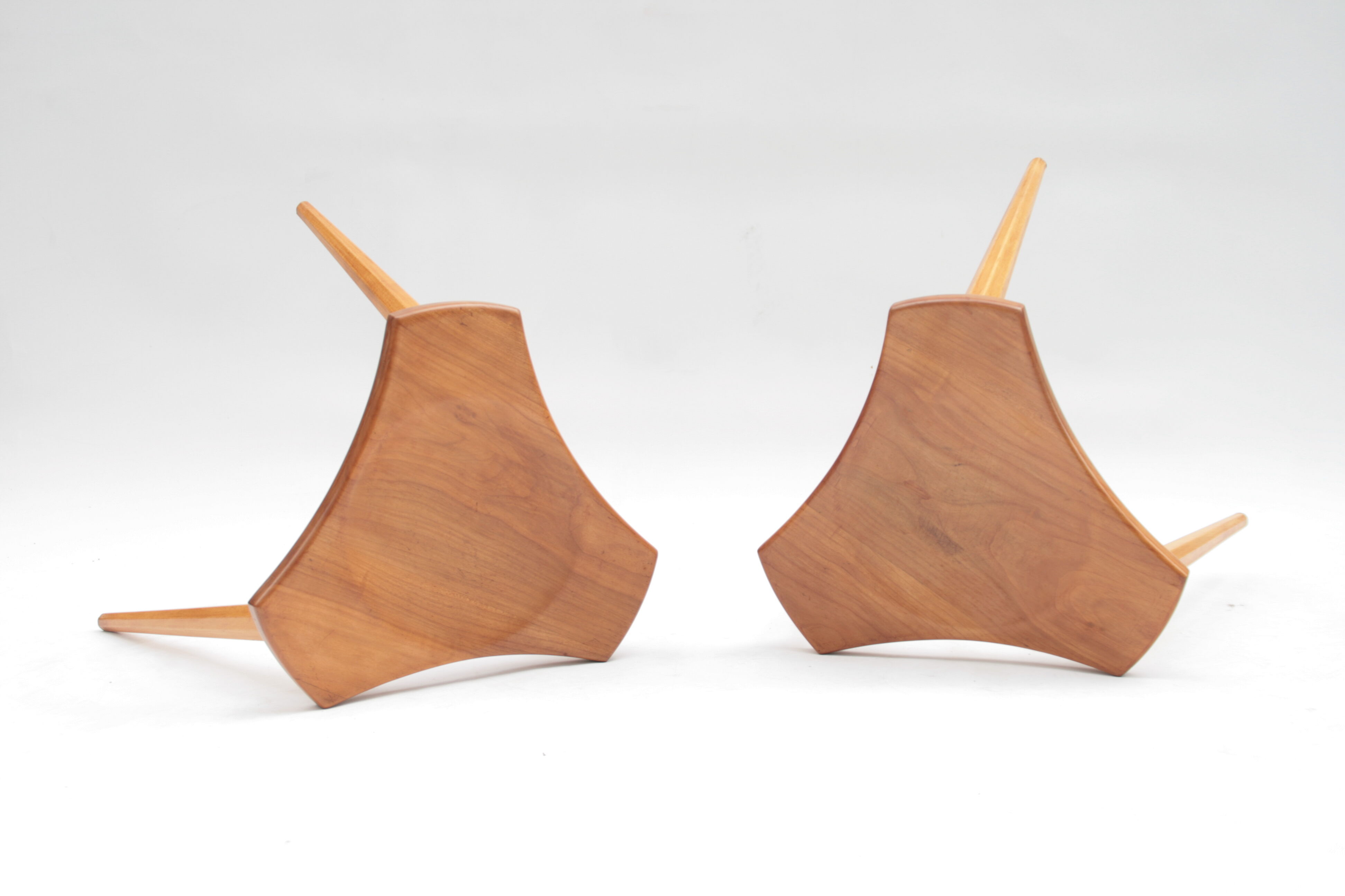 Lot of 2 beech and elm stools, France, 1950s