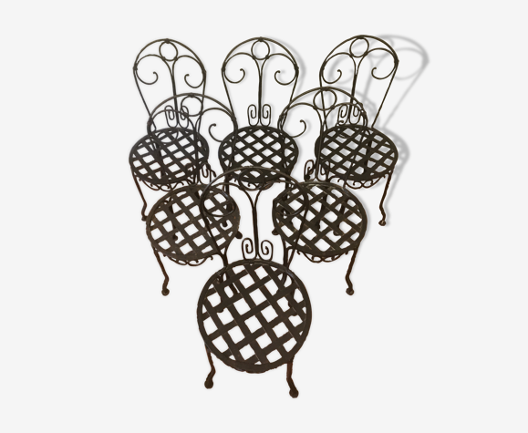 Lot de 6 chaises fer forgé