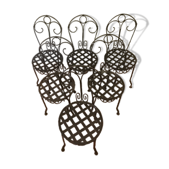 Lot of 6 wrought iron chairs