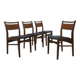 4x chaise de salle à manger en teck, années 1960, revêtement neuf
