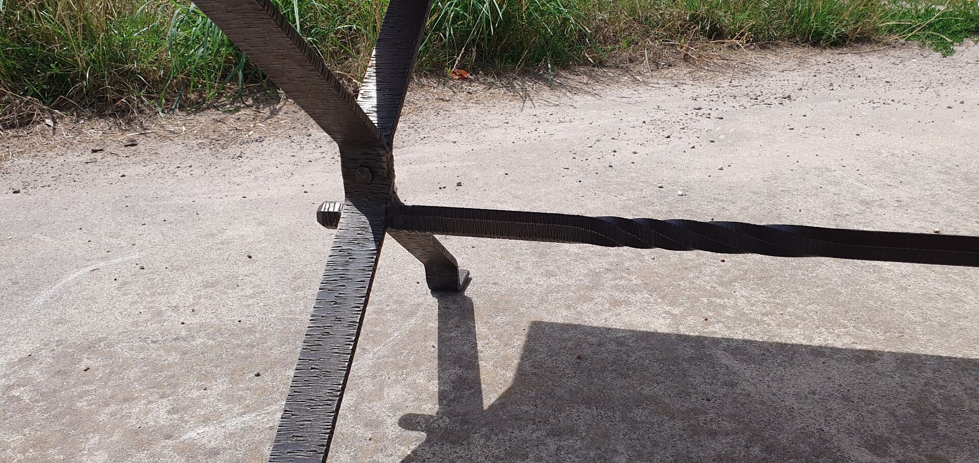 1970s Coffee table oak wrought iron 115 cm