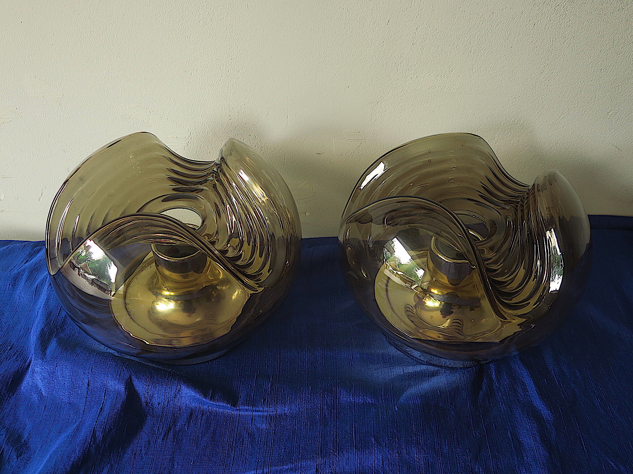 Pair of large wave lights by Koch & Lowy for Peill Putzler 1970s