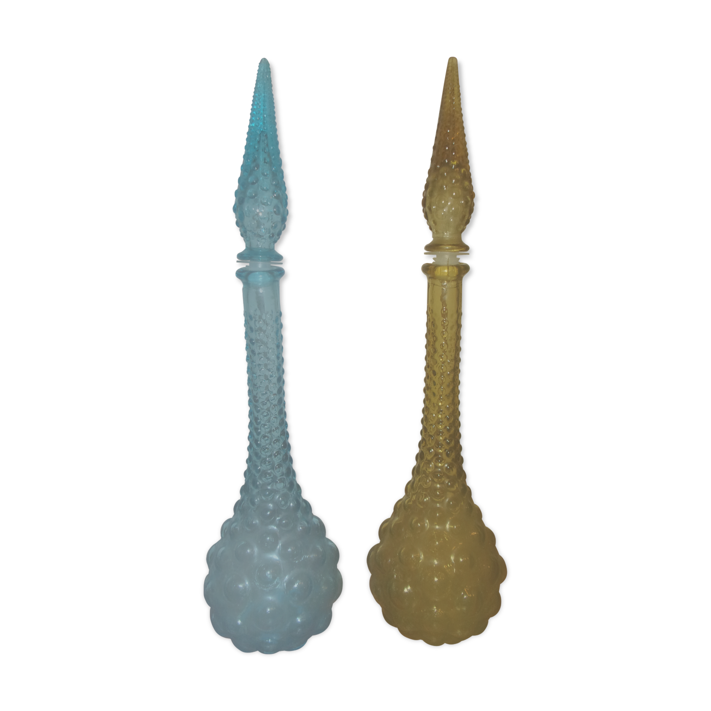 Lot de 2 bouteilles carafes bullées  1960