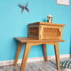 Vintage nightstand wood and rattan