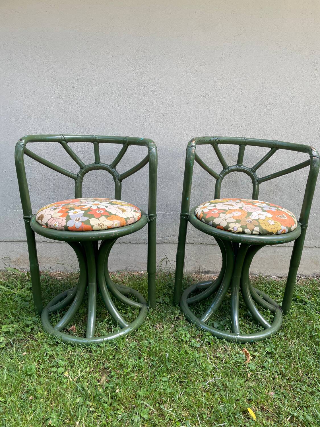 Pair of rattan armchairs