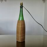 Rattan and glass "bottle" lamp from the 60s and 70s