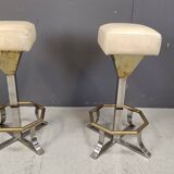 Seventies brass and chrome bar stools, set of 2, 1970s