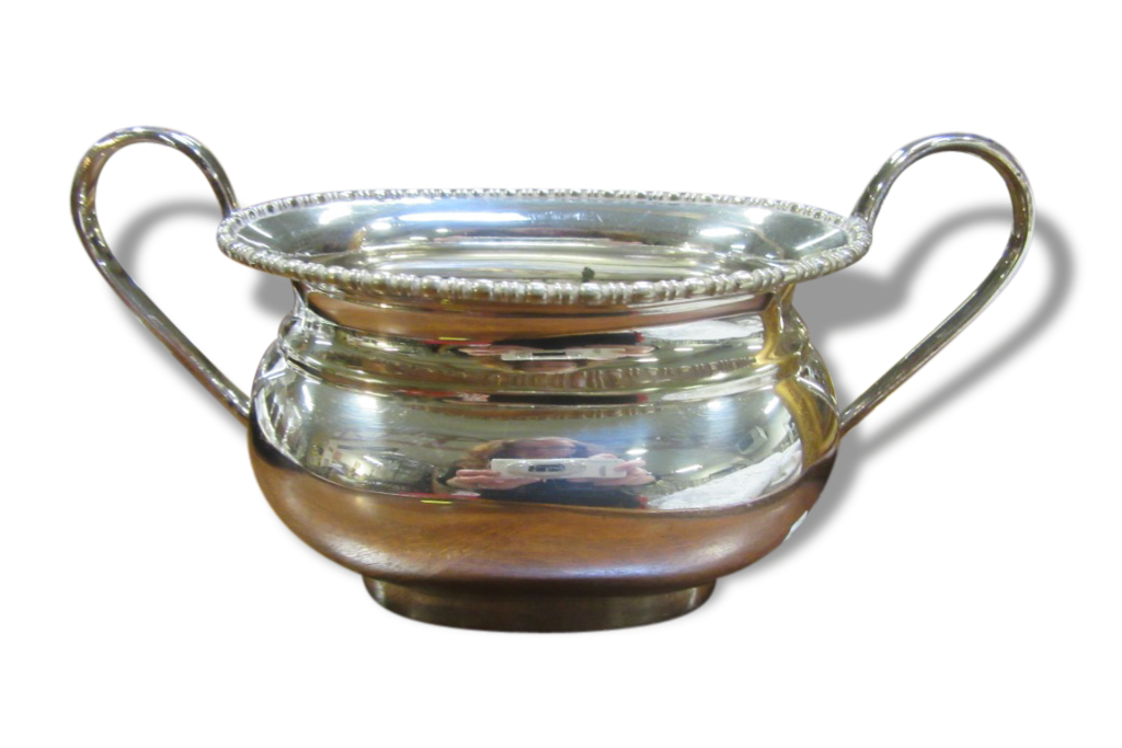 French sugar bowl in silver metal