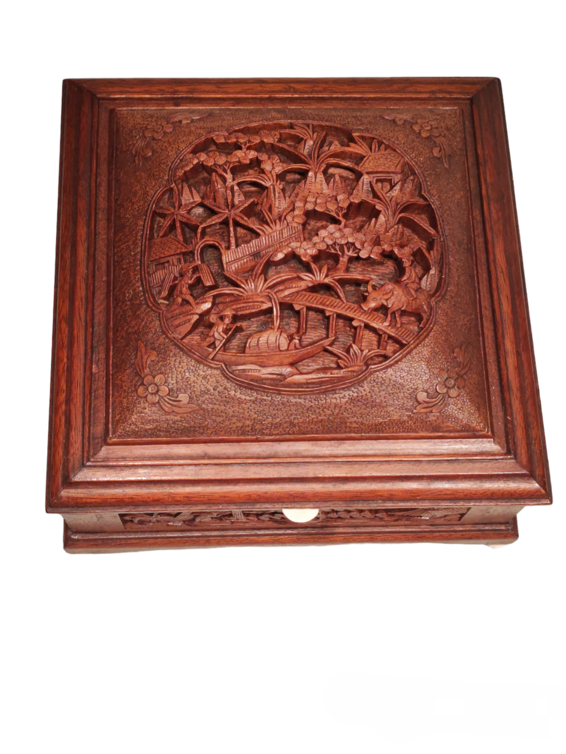 Chinese carved wood box