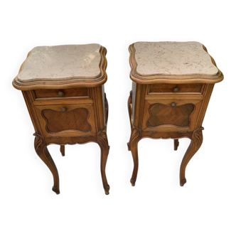 Chevets Louis XV en marbre beige