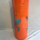Ancient orange ceramic roll vase drawing flowers made in Italy vintage