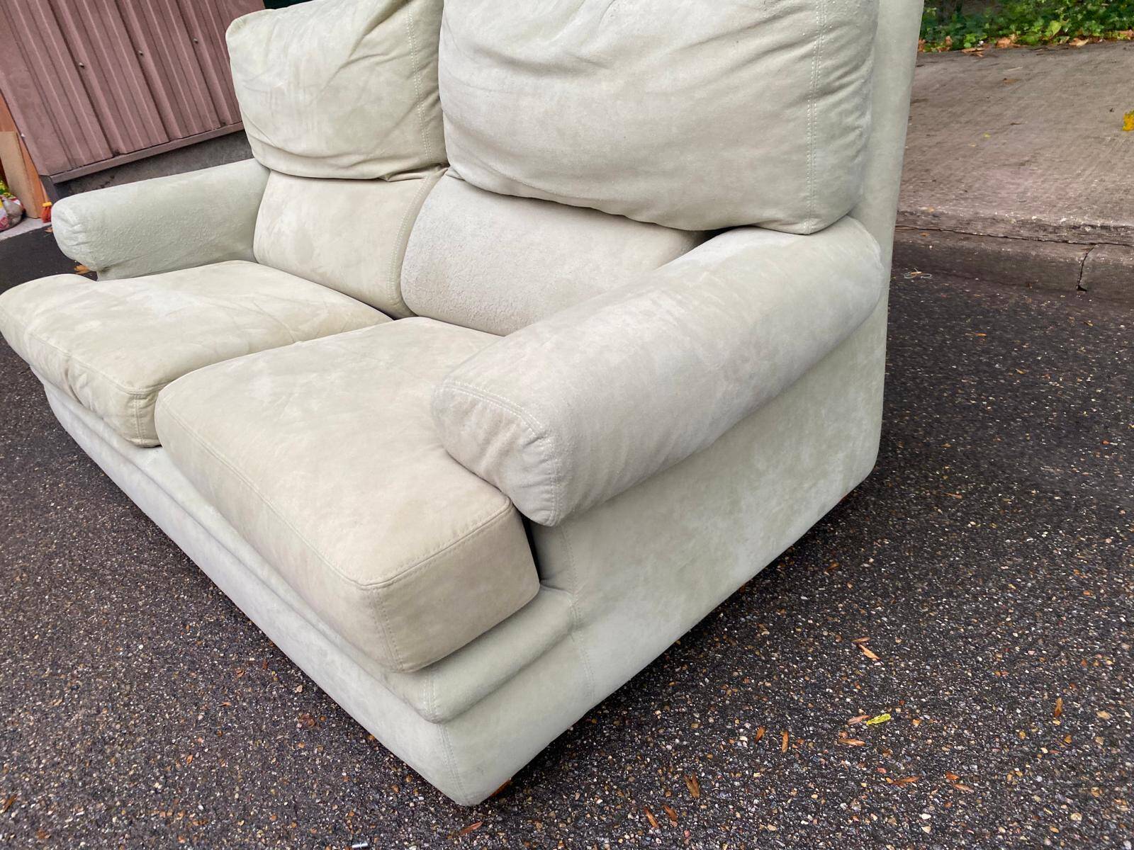 High-end 2-seater sofa duvivier beige nubuck velvet 155cm