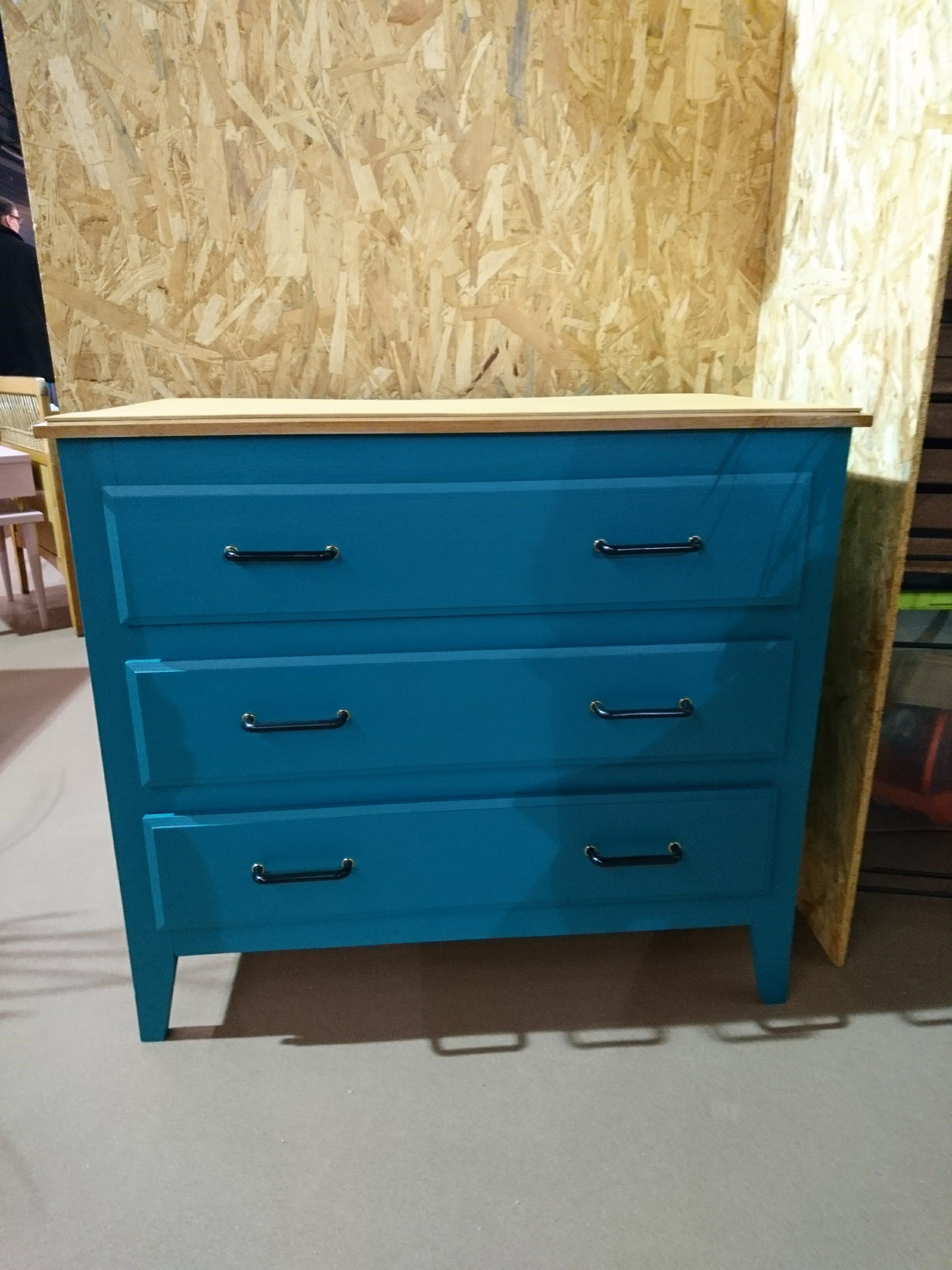 Dresser vintage light oak and blue duck