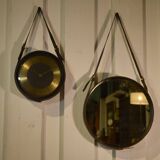 Black leather mirror by Jacques Adnet 1950s