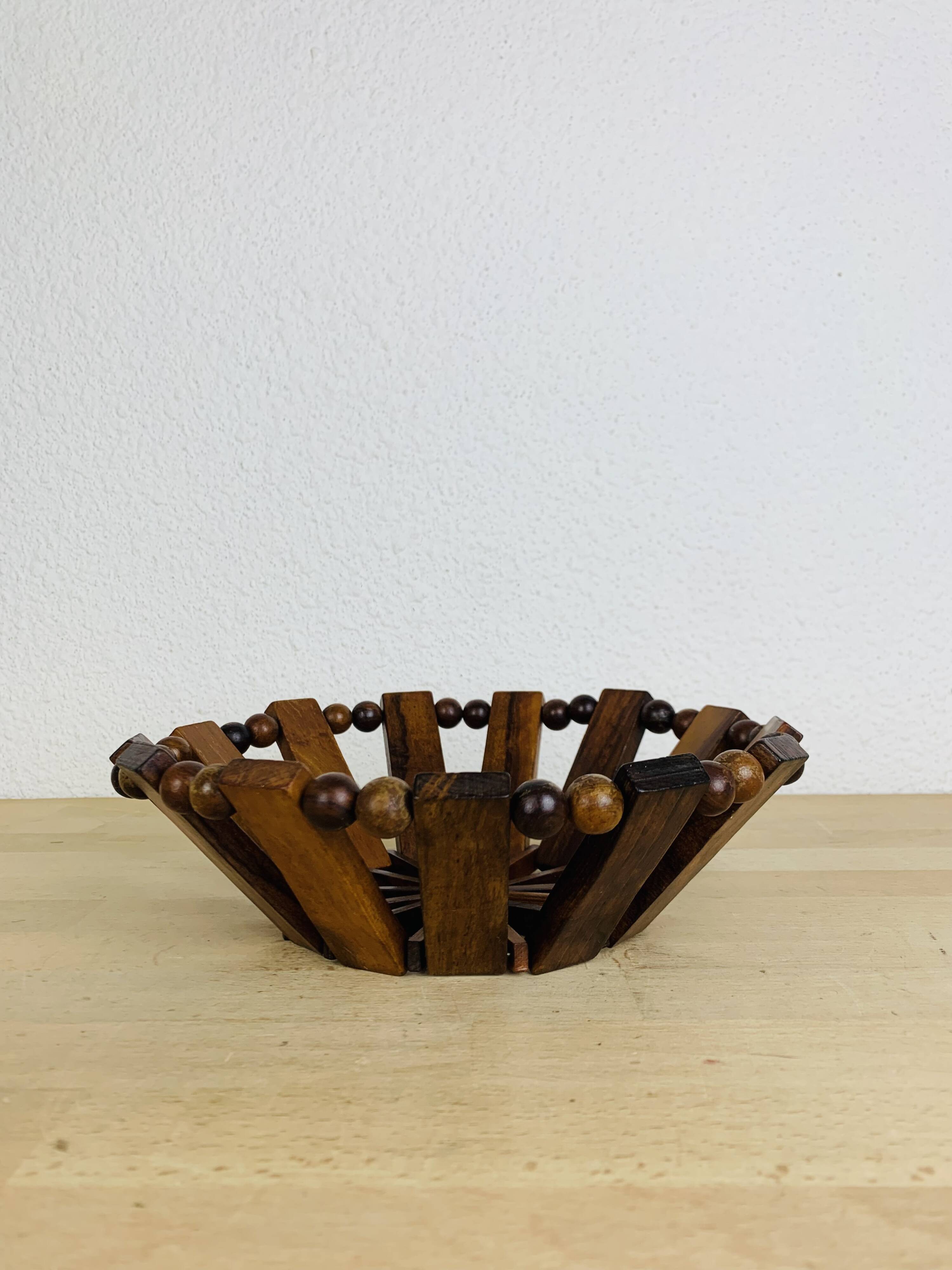 Vintage olive wood fruit bowl