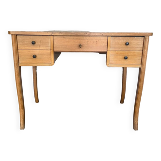 5-drawer desk 1940 in light oak, curved legs